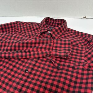 Polo Ralph Lauren Red & Black‎ Check Western Pearl Snap Shirt Cotton Size XS